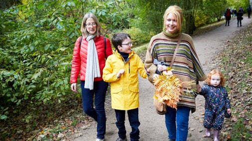 Visitors in the garden in October at Stourhead, Wiltshire
